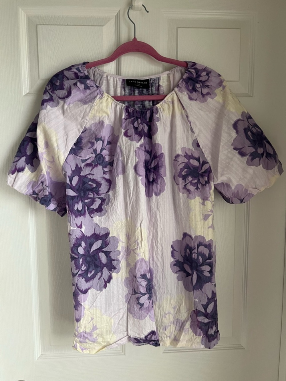 Lane Bryant Purple & Lavender Floral Short Sleeve Blouse